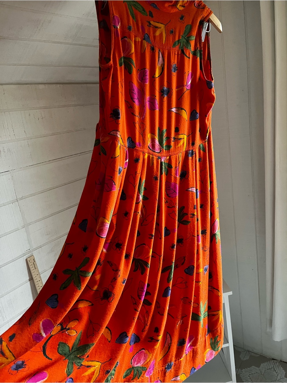 Vintage Orange Floral-Print Button Up Dress - Picture 4 of 7